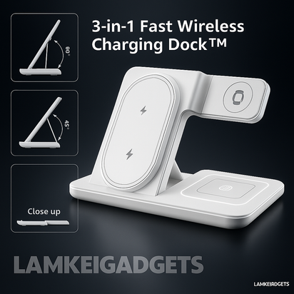 3-in-1 Wireless Charging Dock™ - Fast Charge, Clean Desk, Smart LED