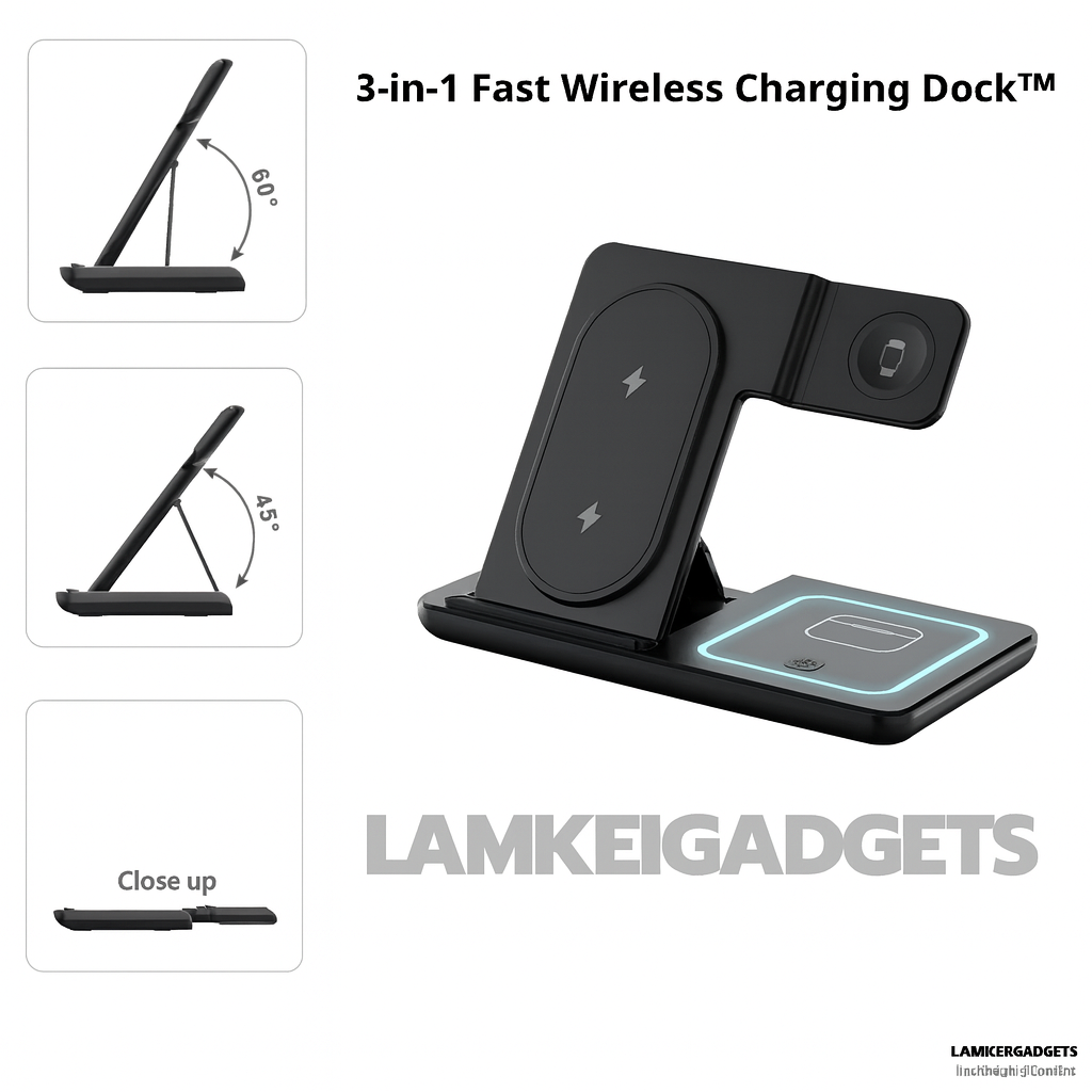 3-in-1 Wireless Charging Dock™ - Fast Charge, Clean Desk, Smart LED