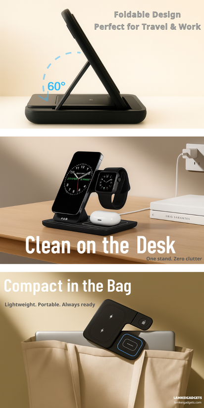 3-in-1 Wireless Charging Dock™ - Fast Charge, Clean Desk, Smart LED